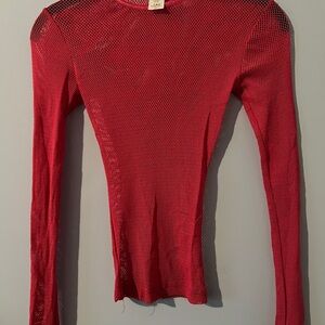 Hot Pink Mesh Long-Sleeve Tee